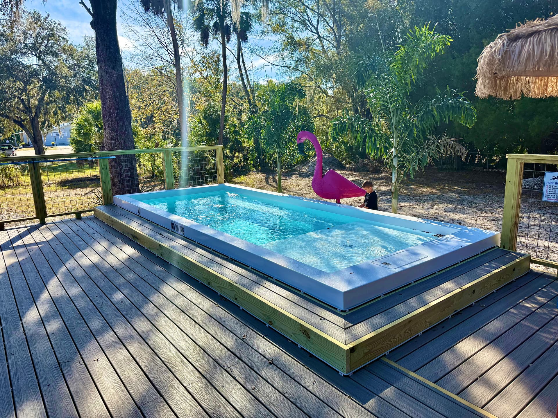 ReadyPool container pool with composite deck and railing